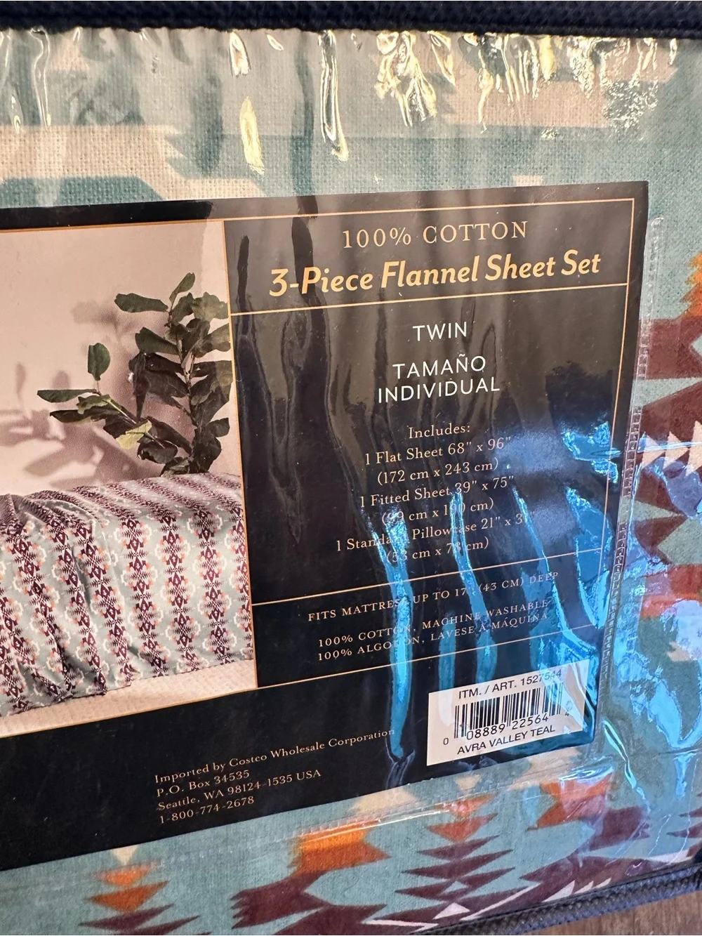 New Pendleton Twin 3 Piece Sheet Set Avra Valley Teal 100% Cotton